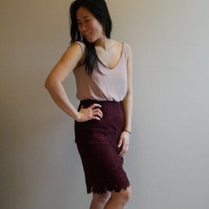 Reiss Blush Pink and Burgundy Dress Size 2